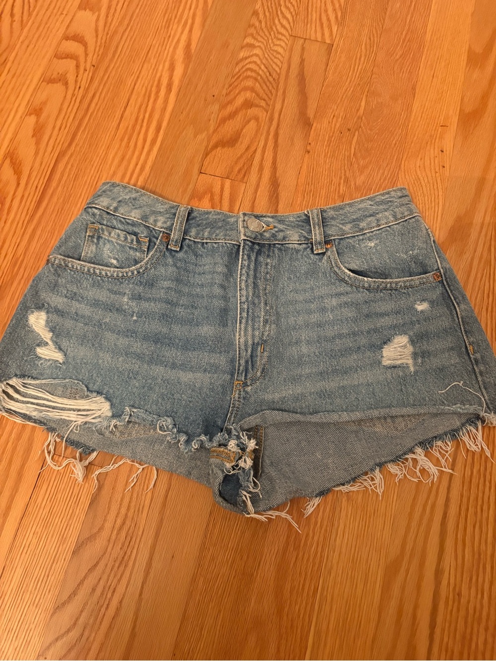 Blue Distressed Denim Women's Shorts
